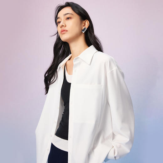 NPC潮牌夏季长袖宽松抖抖无痕衬衫经典男士休闲中性风NP57SH18 商品图2