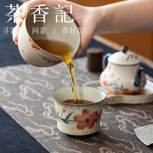茶香记焦糖手绘主杯竹节桃花125ml茶杯德化陶瓷品茗杯茶室茶具 商品图3