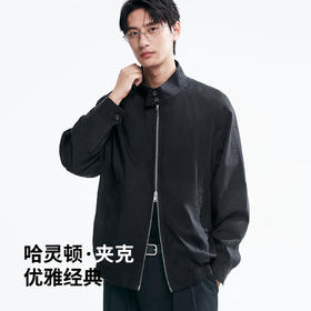 棉仓366811008-高密棉锦盐缩帆布G9哈灵顿夹克男 秋季休闲立领茄克外套