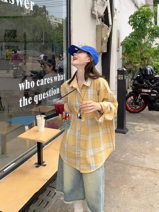 【秋上新】吉妮品牌 049A浅黄格子秋季衬衫-喜出 商品图8