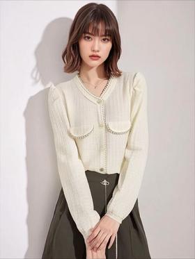 【秋上新】小香风针织长袖小衫-喜出