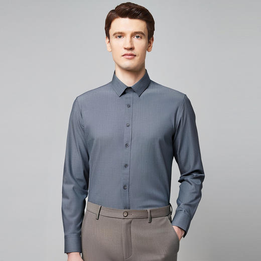 罗蒙秋冬长袖柔软衬衫男士职业装商务风通勤上班男士长袖衬衣 商品图3