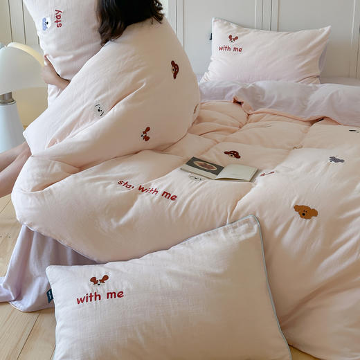 【大人小孩都抢着睡的套件】全棉双层纱软萌糯叽叽四件套 超柔贴身亲肤套件 商品图1