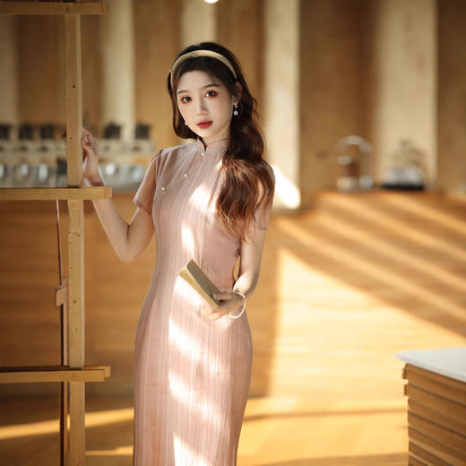 新中式粉色旗袍女中国风法式小香风高级感复古气质改良日常连衣裙 商品图1