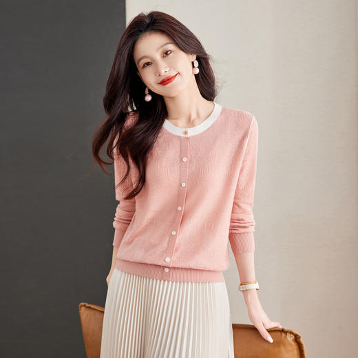 圆领拼色针织衫，洋气减龄小个子休闲毛衣打底上衣CC-16-9511 商品图0