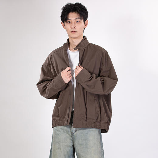 DRONKOO 2025 立领双层领口袋斜裁下摆橡筋中厚夹克 商品图1