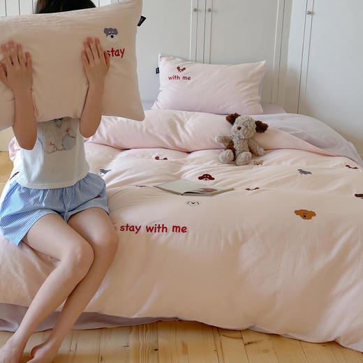 【大人小孩都抢着睡的套件】全棉双层纱软萌糯叽叽四件套 超柔贴身亲肤套件 商品图0