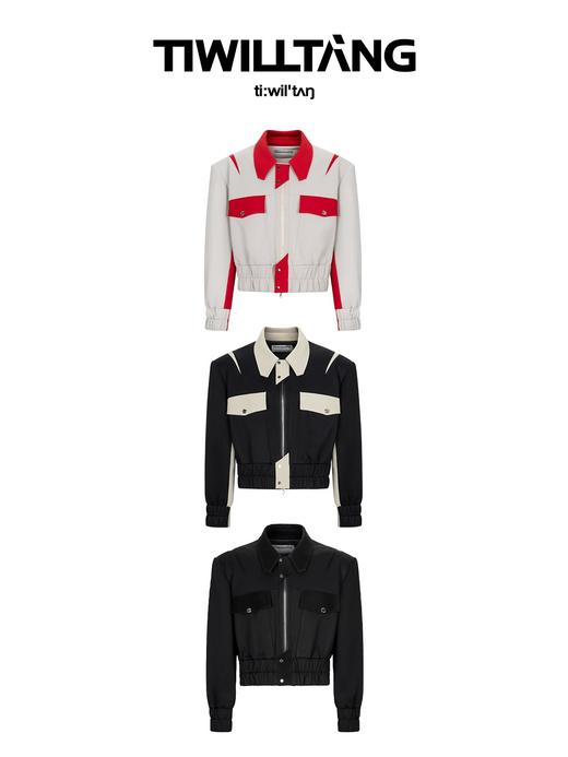 TIWILLTANG启世录“无始无极”先锋定制拼皮结构阔肩拉链夹克外套 商品图4