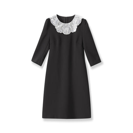 「高货wl」全新升级【铂金会员330/天猫439/差价109】(02226)洛诗琳轻奢重工钉钻领连衣裙2025秋季气质遮肉显瘦A字裙女 商品图4