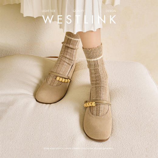 【限时秒杀】西遇玛丽珍勃肯鞋女新款秋季小众复古圆头平底鞋软底浅口单鞋V1857081 商品图2