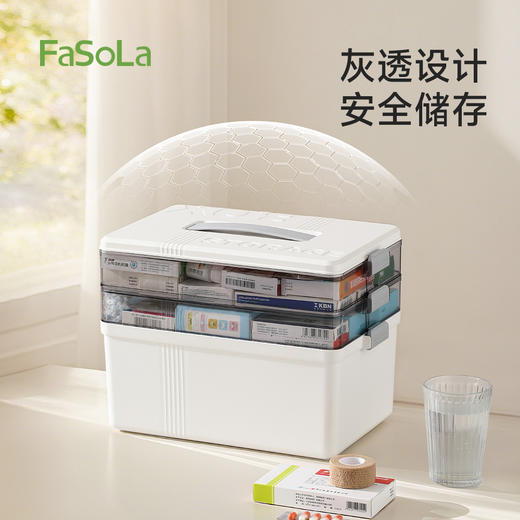 FaSoLa药品收纳箱家庭装家用药箱大容量多层大号收纳盒医疗急救箱 商品图2