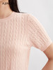 【立体绞花】阿菁娜羊毛圆领短袖麻花套头细闪针织衫F30Q302051 商品缩略图2