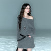 三彩独醒2025冬季新款圆领针织连衣裙长袖小A短裙打底慵懒F 商品缩略图2