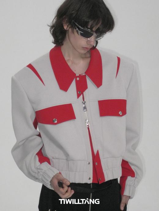 TIWILLTANG启世录“无始无极”先锋定制拼皮结构阔肩拉链夹克外套 商品图3