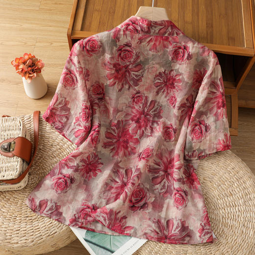 B106-8832025休闲夏季新款女装短袖宽松高端优雅简约慵懒风衬衫女 商品图3