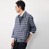 NPC潮牌绵羊毛混纺格纹翻领夹克男短款蓝白格纹NP57TJ48 商品缩略图3