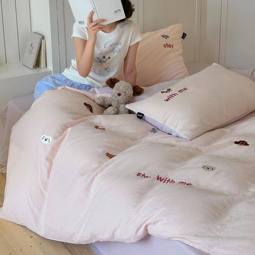 【大人小孩都抢着睡的套件】全棉双层纱软萌糯叽叽四件套 超柔贴身亲肤套件 商品图3