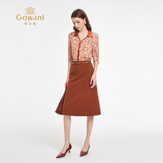 乔万尼新品真丝印花撞色设计时尚感衬衫ED2C499 商品图1