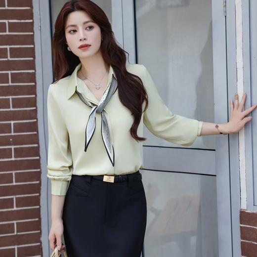 「自」全新升级【铂金会员146/天猫199/差价53】(02222)洛诗琳法式复古飘带长袖衬衫2025新款秋季宽松通勤雪纺上衣 商品图0