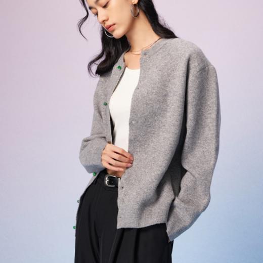 NPC潮牌复古彩色仿【玉石】纽扣针织开衫【糯米绒】男秋季新NP57SW33 商品图3