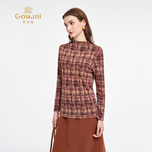 乔万尼秋季新品2025纯羊毛艺术印花小高领上衣ED1C910 商品图3