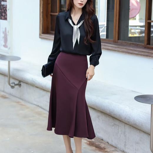 「自」全新升级【铂金会员146/天猫199/差价53】(02222)洛诗琳法式复古飘带长袖衬衫2025新款秋季宽松通勤雪纺上衣 商品图4