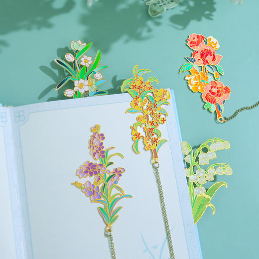 花语系列书签古典中国风文创花束金属国潮书签节日送老师学生礼物 商品图1