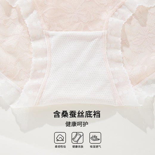 雅黛俪性感蕾丝女士三角裤含桑蚕丝底档柔软透气舒适裤头 商品图4