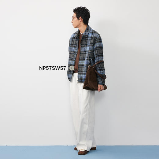 NPC潮牌绵羊毛混纺格纹翻领拉链夹克男毛呢大衣短款秋冬NP57TJ50 商品图1