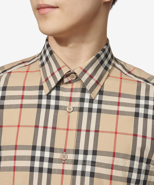 【新品特惠秒】Burberry博柏利 FW25 经典格纹棉质翻领长袖单排扣衬衫 男款 米色 80705771 商品图7