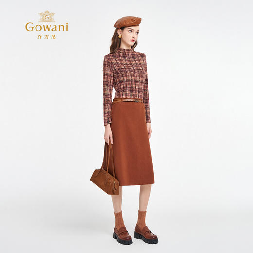 乔万尼秋季新品2025纯羊毛艺术印花小高领上衣ED1C910 商品图1