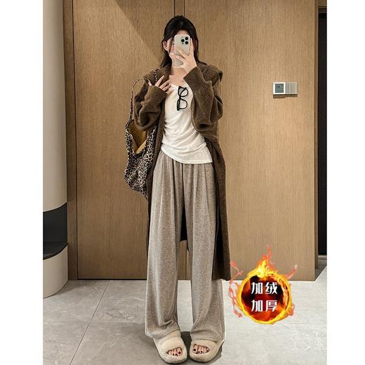 【个性时髦！柔软舒适】时尚减龄，糯米裤加绒阔腿裤子女秋冬季新款高腰宽松显瘦休闲裤慵懒风拖地裤。rb 商品图9