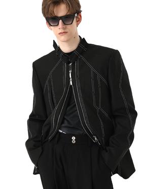 TIWILLTANG启世录 FUEL 时装原创线迹撞色双拉链先锋结构夹克外套