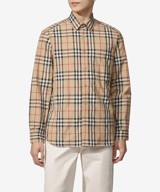 【新品特惠秒】Burberry博柏利 FW25 经典格纹棉质翻领长袖单排扣衬衫 男款 米色 80705771 商品图2