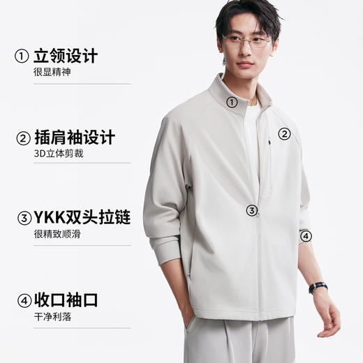 棉仓362808002-5系插肩袖立领软壳夹克男士外套 秋季轻量运动通勤休闲外套 商品图2