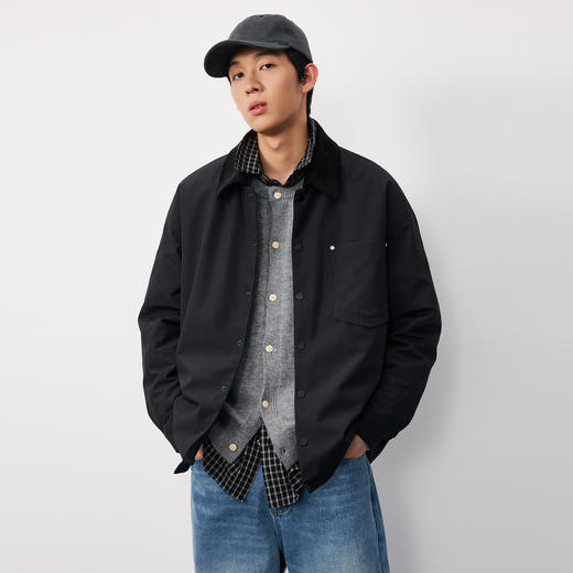 NPC潮牌拼接灯芯绒领口羽绒夹克男教练夹克短裤秋冬鸭绒NP57DJ62 商品图3