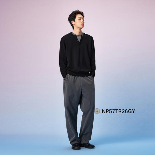 NPC潮牌撞色假二件亨利领针织毛衣男简约潮流秋季上新NP58SW01 商品图1