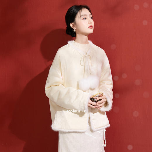 三彩【映月捣素】2025冬季新款90白鹅绒羽绒服宽松短款外套C 商品图1