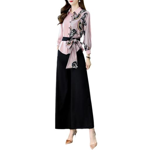 WHA2219大气阔腿裤套装女2025秋季新款时尚典雅气质名媛风两件套裤 商品图4