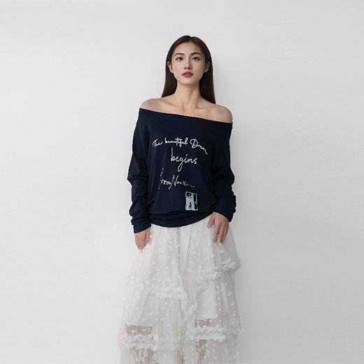 【解锁N种穿法！】斜肩字肩斜肩高弹软糯针织打底衫 商品图5