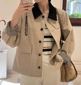 重磅渠道   IC高密斜纹棉夹克   巴恩风短外套  小个子风衣外套