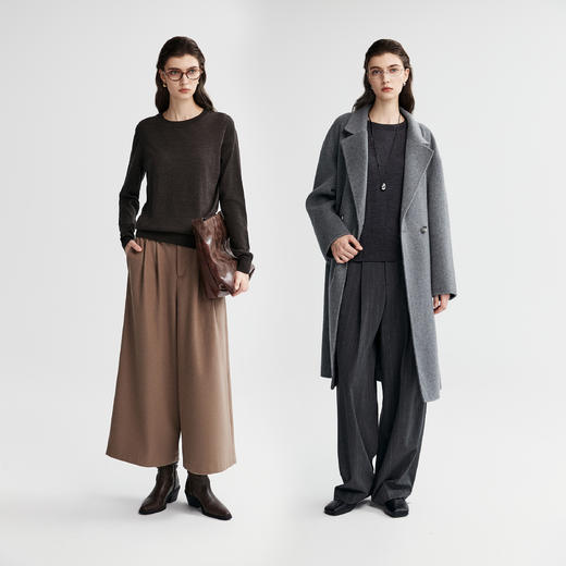 棉仓366635006-120s全羊毛静奢风可机洗毛衣女5秋新品正肩合体高领毛针织衫 商品图2