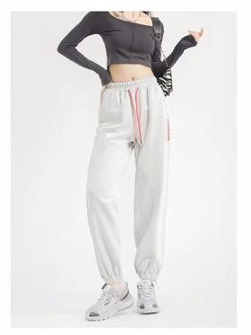 【秋上新】5516立体字母收口休闲卫裤-喜出