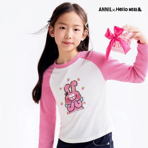 Annil联名款【Hello奶丝兔】女童圆领长袖针织衫秋季新款安奈儿童装EG531697 商品图1