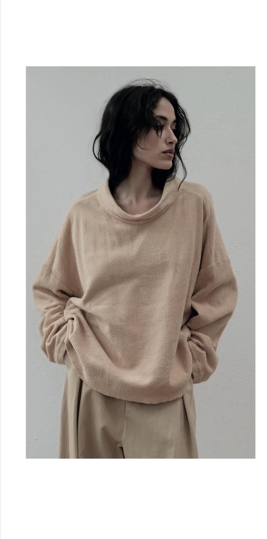 elsa esturgie沙色圆领棉上衣 商品图5