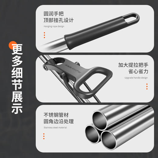 佳帮手扫除道28T1对折胶棉拖把-灰橙1只头JBS-JMTB-28T1-GOG1P 商品图8