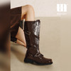 duimian对面褶影双扣骑士长靴复古方头 商品缩略图3