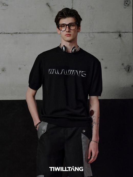 TIWILLTANG启世录“烬晨乌迹”立体高周波针织衫时尚字母短袖t恤 商品图2