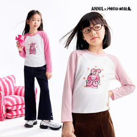 Annil联名款【Hello奶丝兔】女童圆领长袖针织衫秋季新款安奈儿童装EG531697