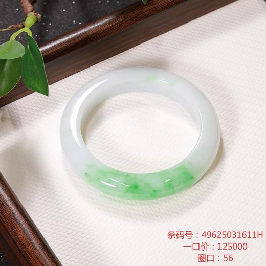 高货青绿色翡翠手镯 传家宝温润圆满中式翡翠手镯49625031611H（一口价） 商品图0